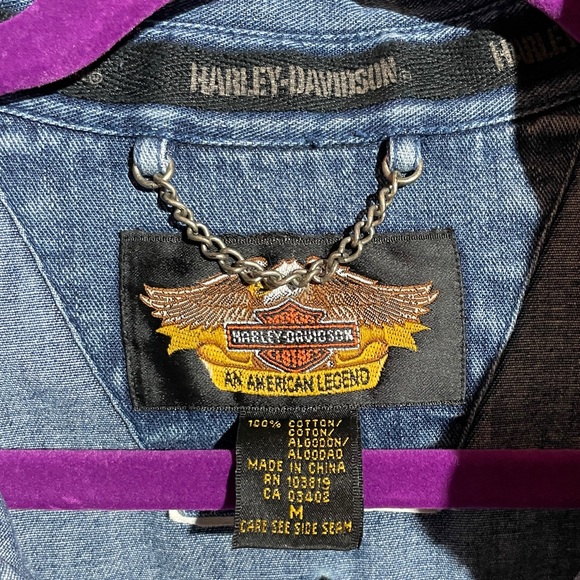 Harley-Davidson Blue Denim Long-sleeved Shirt, Size Medium, 100% Cotton - Picture 3 of 5